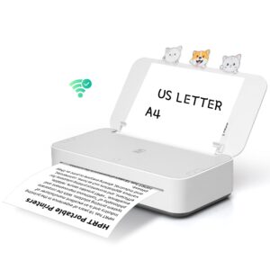 hprt gt1 thermal transfer inkless printer for home use, wi-fi connection supports 11''x8.5'' us letter 300dpi high resolution printer (gt1-white)