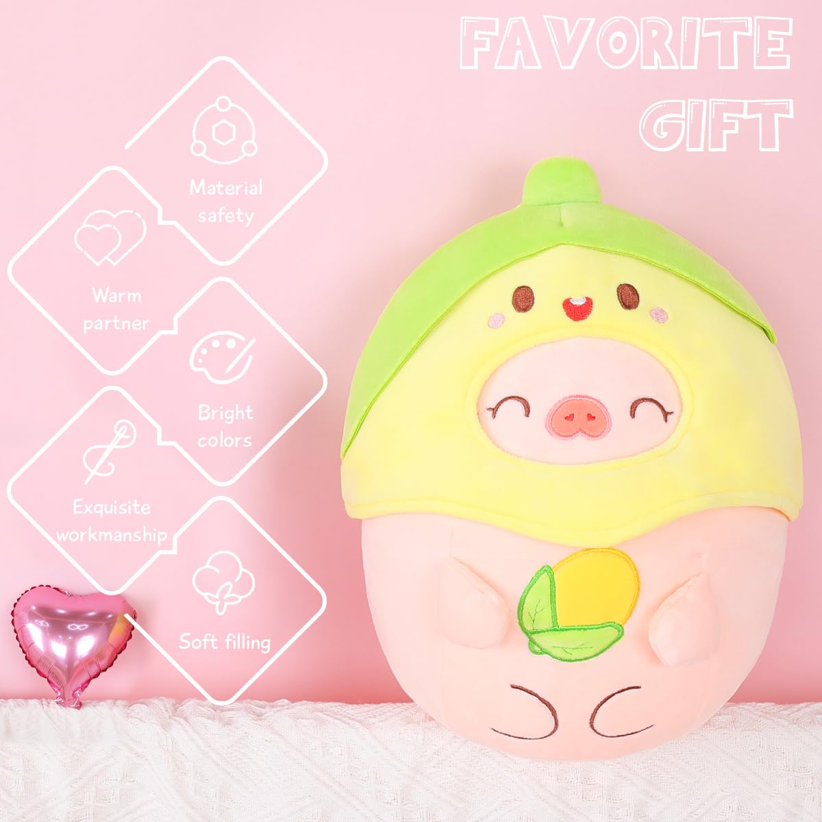 AIXINI Cute Corn Pig Plush Pillow 10" Piggy Stuffed Animal, Soft Kawaii Pig Plushie with Food Outfit Costume, Hugging Plush Squishy Pillow Toy for Kids