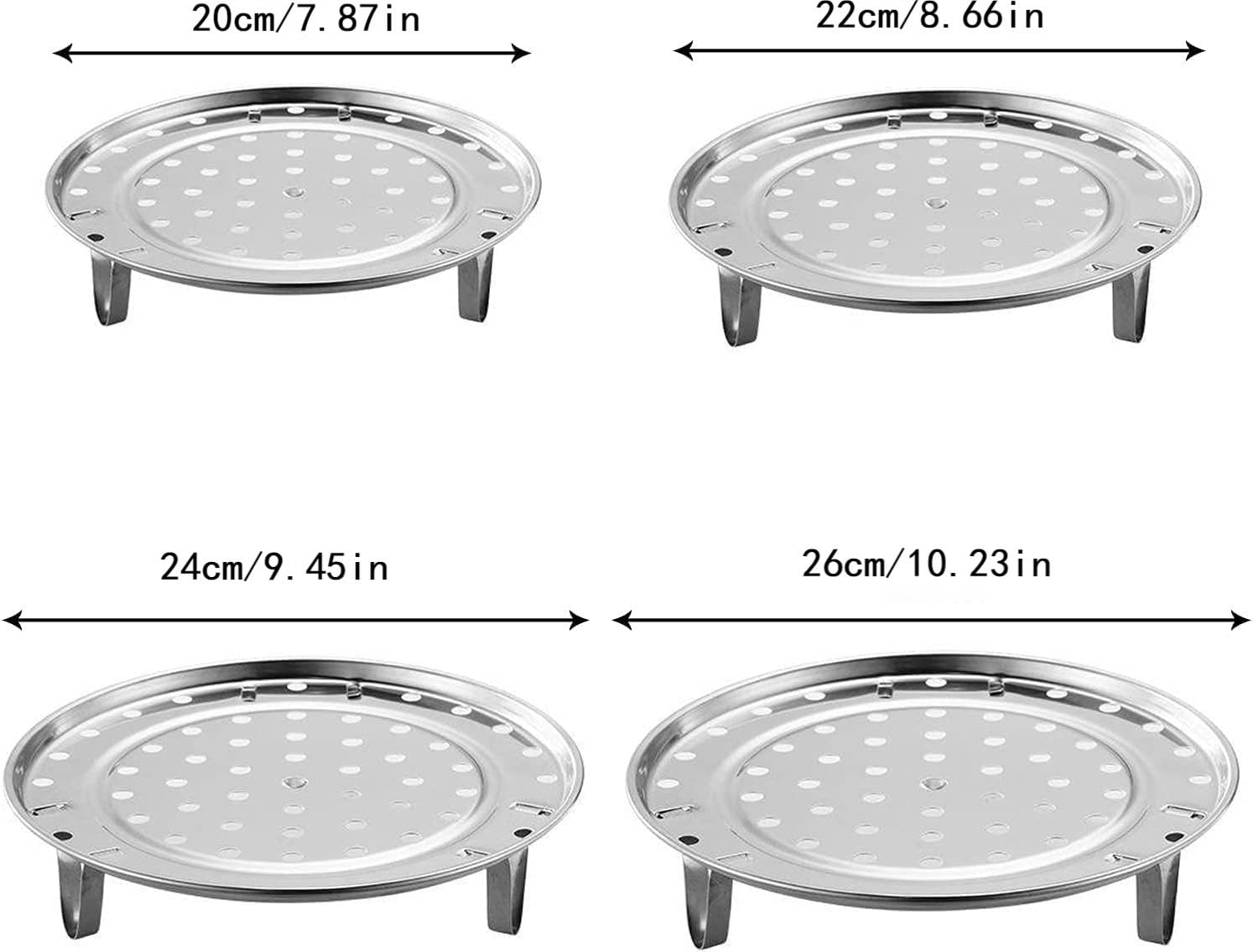 HAOSJINY Steamer Rack - Steamer Basket For Pot, Round Stainless Steel Steaming Rack, Canning Racks, Single layer silver (22 cm / 8.66 in)