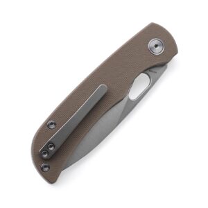 Miguron Knives M Moyarl Folding Knife,3.25" 14c28n Steel Satin Blade Tan G10 Handle With Titanium Pocket Clip, Camping Hiking Pocket Knife MGR-806TN