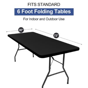 homing Rectangle Table Cloth Cover, Waterproof Polyester Elastic Fitted Tablecloth, Fits for 6 Foot Folding Tables, Washable Table Protector for Picnic, Camping, Outdoor (Black, 30" x 72")