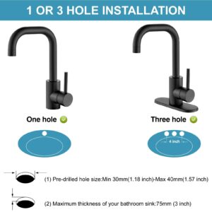 Midanya Wet Bar Faucet,Single Hole Handle Swivel Spout Bathroom Sink Faucet Utility Bar Mixer for 1 Hole Outdoor Kitchen Faucet Laundry Camper Farmhouse RV Vanity Faucet with Deck Plate,Matte Black