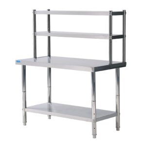 KUARBARR Stainless Steel Double Overshelves 2 Tier Overshelf for Prep & Work Table 12 x 72 Inches Height Adjustable Commercial Overshelf in Restaurant Kitchen Home