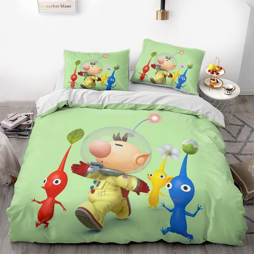 AKARDO Pik Garden Elf Game Duvet Cover Soft 3D Printed Bedding Set with Comforter Cover 3 Piece Set Includes 2 Pillowcases and 1 Duvet Cover Machine Washable (12,King (104"x90"))