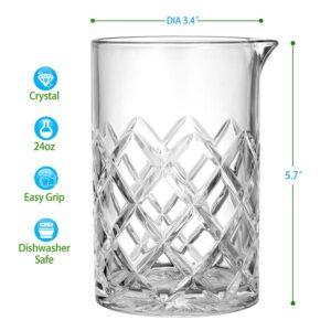 Etens Cocktail Mixing Glass Bartender | 24oz Crystal Bar Stirring Glass | Old Fashioned Cocktail Beaker | Clear Drinks Stirred Pitcher Professional Whiskey Barware Bartending Mixer