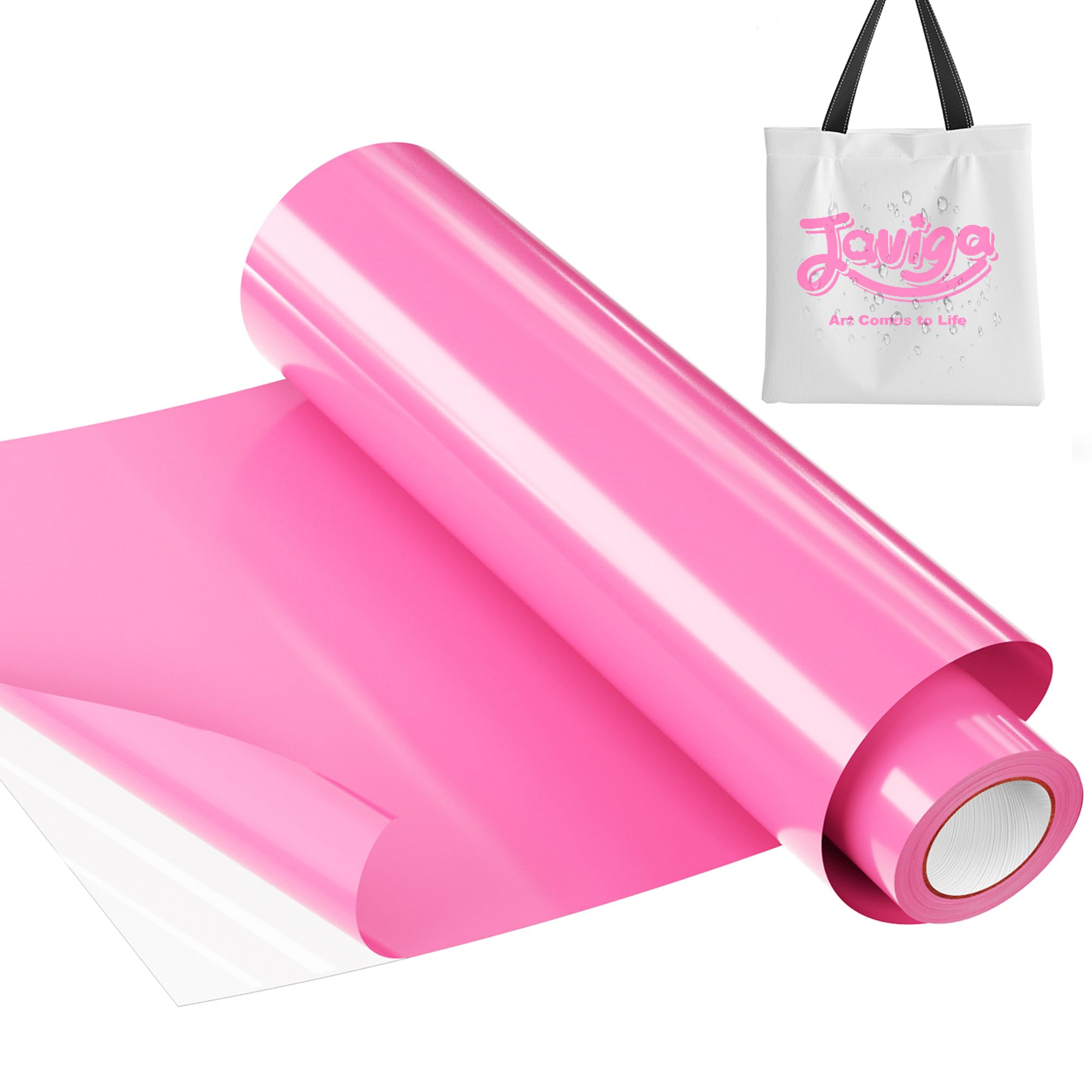 JAVIGA Pink HTV, 12" x 10ft Pink Heat Transfer Vinyl for Cricut, Pink Iron on Vinyl for DIY Decorations