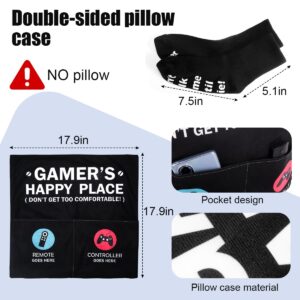 Gamer Gifts for Men Boyfriend Teenage Boy Birthday Christmas Gifts Box- Easter Basket Stuff Game Room Decor Gaming Gift for Man Him Video Game Lover (Gamer Tumbler+Pillow Cover+Socks+Stainless Sign)