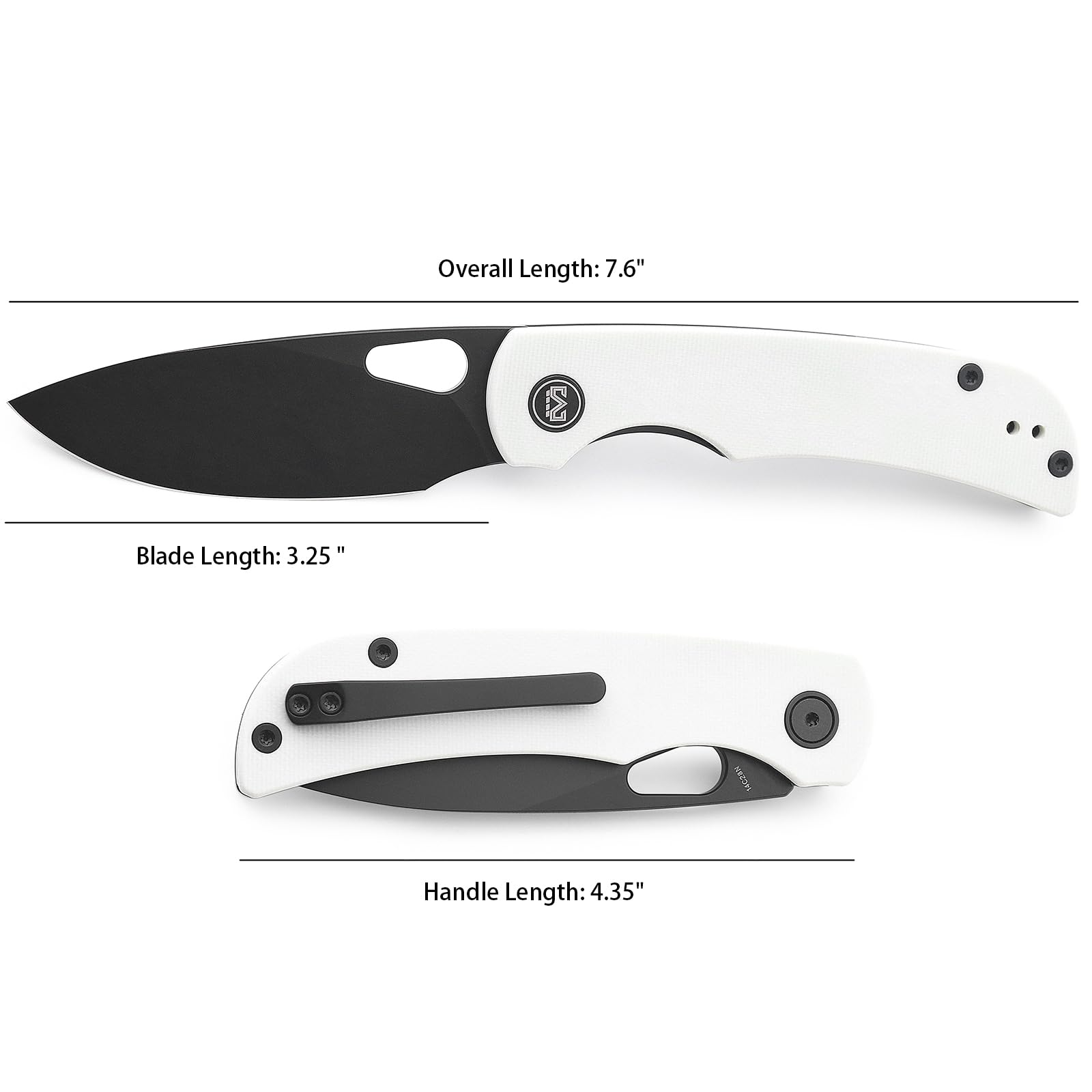 Miguron Knives M Moyarl Pocket Folding Knife,3.25" Black PVD 14c28n Blade White G10 Handle With Titanium Pocket Clip,Camping Hiking Knife MGR-806WH