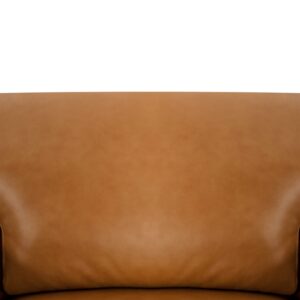 Naomi Home Genuine Leather Sofa - Luxurious Comfort, Goose Feather Cushion Filling, Square Arm Design, Sturdy Block Legs, Elegant Tan - Ideal for Living Room, Office, or Bedroom