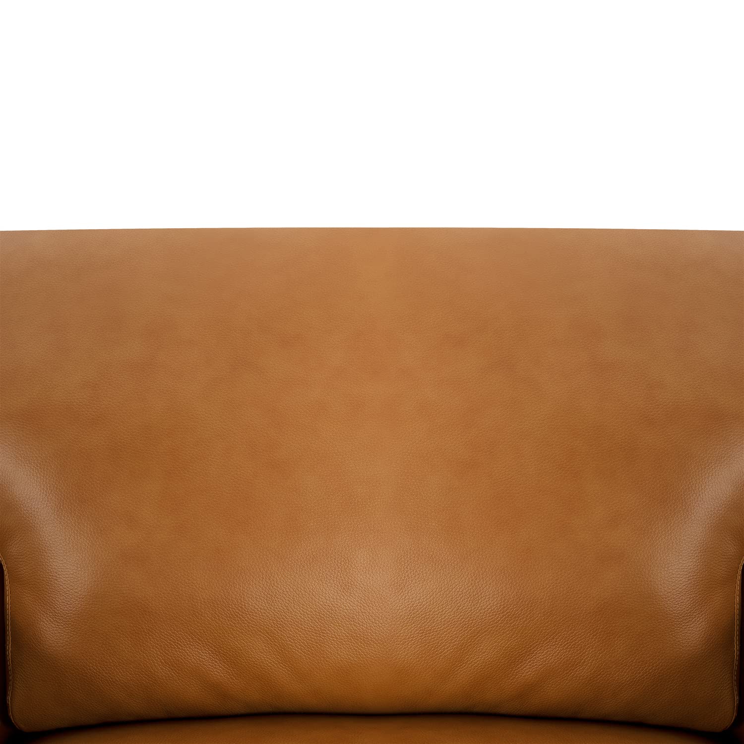 Naomi Home Genuine Leather Sofa - Luxurious Comfort, Goose Feather Cushion Filling, Square Arm Design, Sturdy Block Legs, Elegant Tan - Ideal for Living Room, Office, or Bedroom