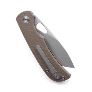 Miguron Knives M Moyarl Folding Knife,3.25" 14c28n Steel Satin Blade Tan G10 Handle With Titanium Pocket Clip, Camping Hiking Pocket Knife MGR-806TN