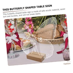 PLAFOPE 10Sets Transparent Butterfly Acrylic Sign Blanks with Wooden Stands Decorative Butterfly Shape Table Signs for Weddings Parties and Events Ideal for Table Decor and Place Settings