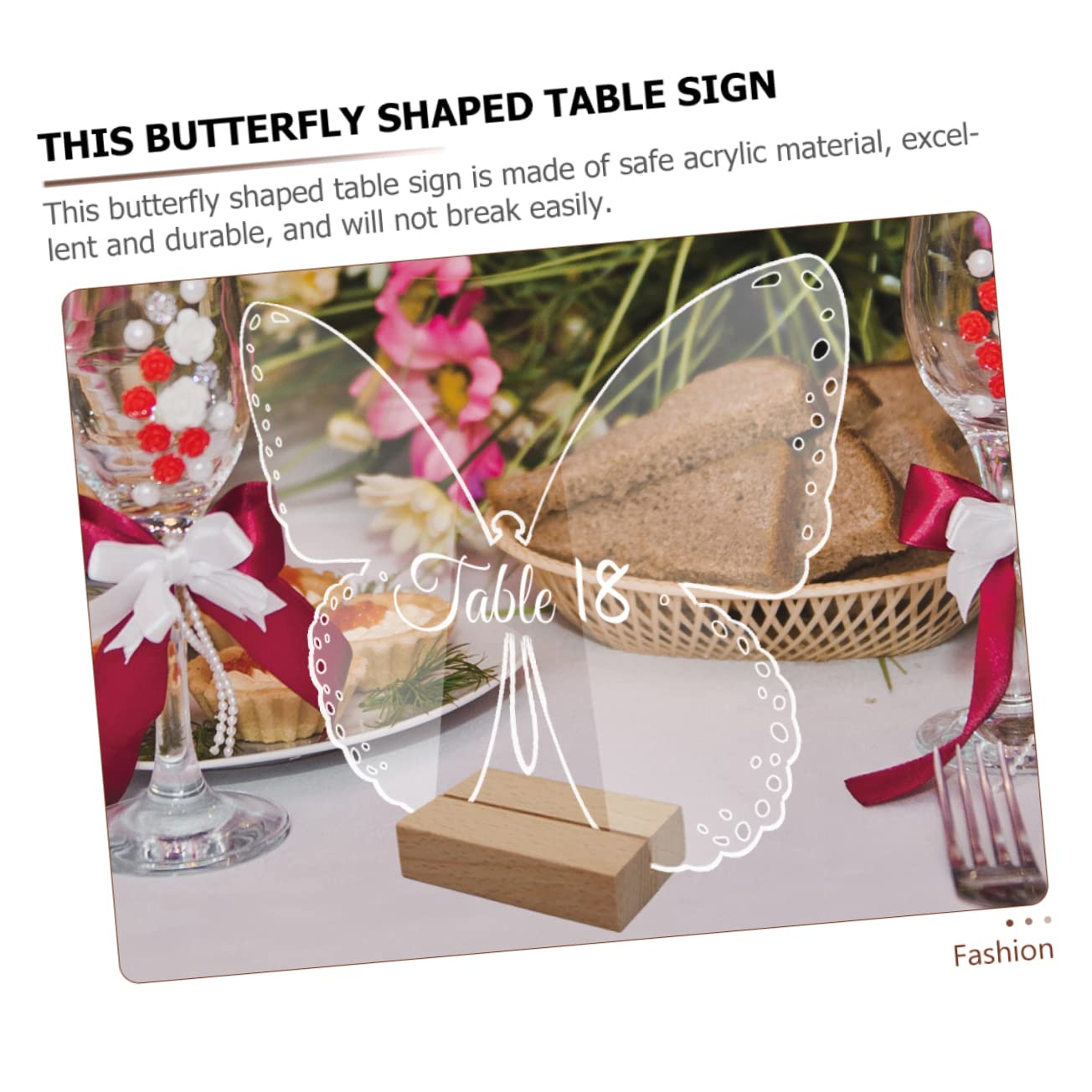 PLAFOPE 10Sets Transparent Butterfly Acrylic Sign Blanks with Wooden Stands Decorative Butterfly Shape Table Signs for Weddings Parties and Events Ideal for Table Decor and Place Settings