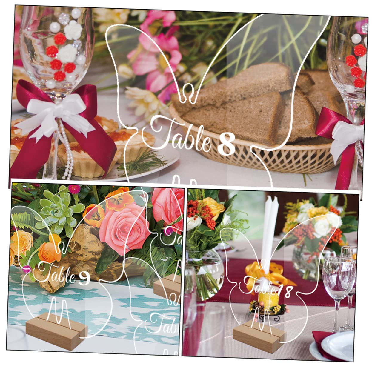 10 Sets Butterfly Seat Card Acrylic Transparent Table Three-Dimensional