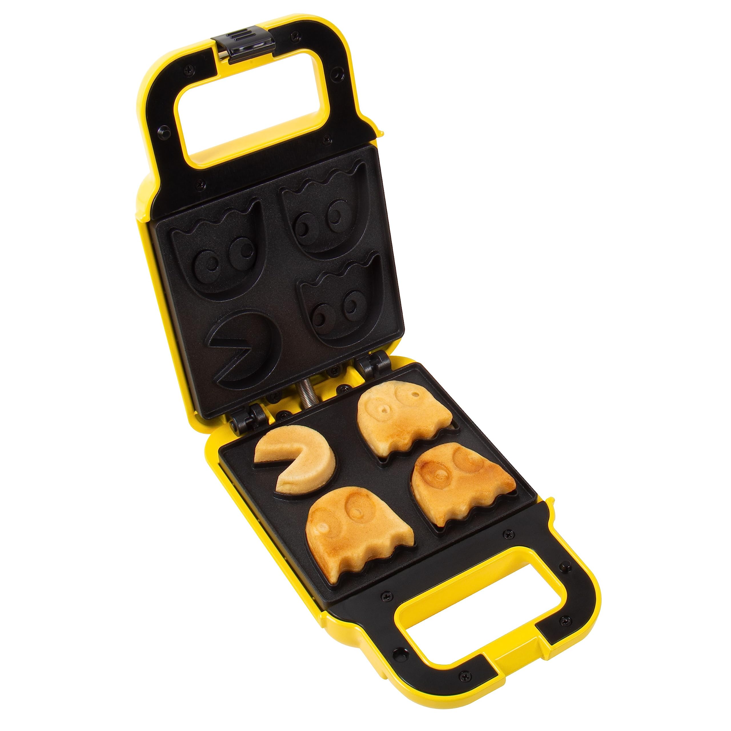 PAC-MAN Waffle Maker. Creates up to Four Delicious Waffles at once, Including PAC-MAN and three Ghosts Shapes. Mains Powered. Officially Licensed PAC-MAN Merchandise from Fizz Creations.