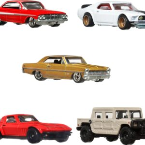 Hot Wheels Cars, Premium Fast & Furious 1:64 Scale 5-Pack Die-Cast Toy Cars for Collectors, HKF07