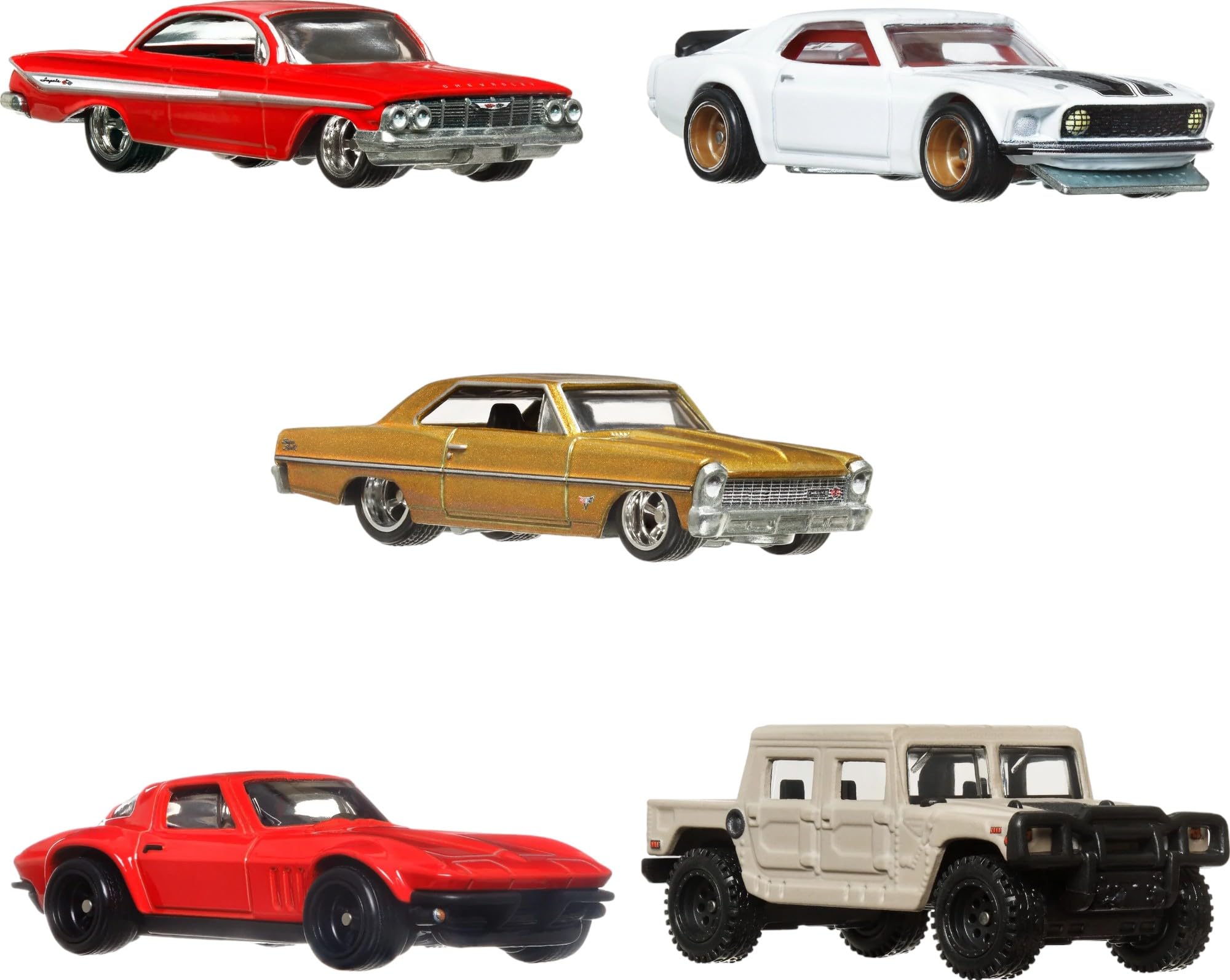 Hot Wheels Cars, Premium Fast & Furious 1:64 Scale 5-Pack Die-Cast Toy Cars for Collectors, HKF07