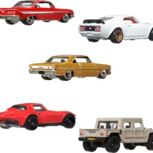 Hot Wheels Cars, Premium Fast & Furious 1:64 Scale 5-Pack Die-Cast Toy Cars for Collectors, HKF07