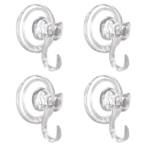 4pcs suction cup hooks, clear heavy duty vacuum suction hooks removable window glass door wall suction hangers reusable suction cup holders for kitchen bathroom shower wreath - 4 pcs