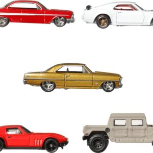 Hot Wheels Cars, Premium Fast & Furious 1:64 Scale 5-Pack Die-Cast Toy Cars for Collectors, HKF07