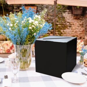 SietDESEO Black Card Box Diy Gift Card Box Money Card Box Holder for Wedding Reception Baby Shower Bridal Shower Birthday Party Supplies Black Wedding Card Box