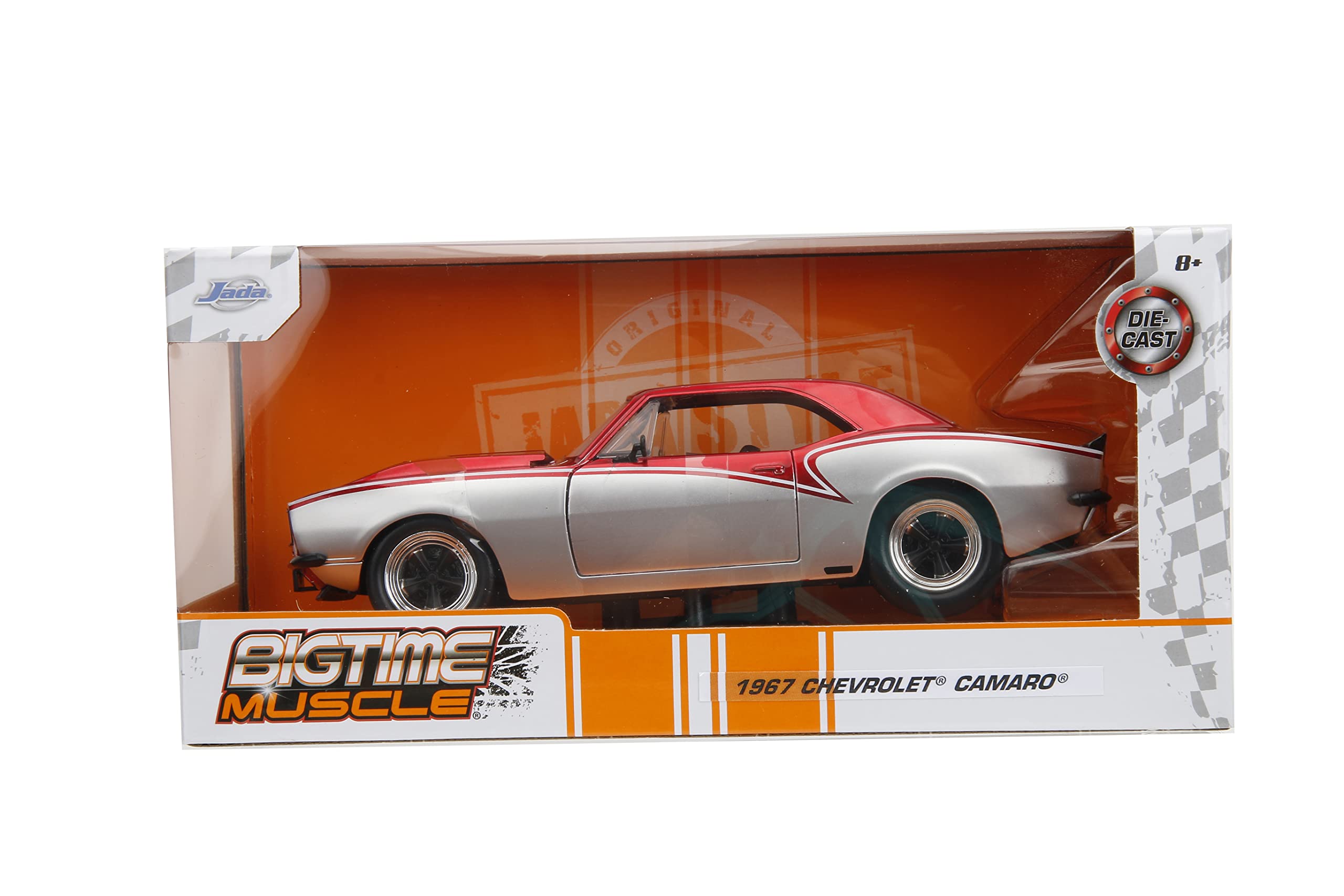 Jada 1967 Chevrolet Camaro Candy Red and Silver Metallic Bigtime Muscle Series 1/24 Diecast Model Car