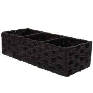 luxshiny 1pc straw storage box toilet tank baskets wicker basket divided black woven storage basket small over toilet organizer bedroom accessory cattail grass to weave storage tray