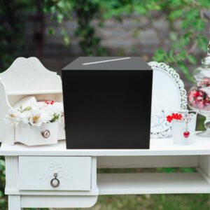 SietDESEO Black Card Box Diy Gift Card Box Money Card Box Holder for Wedding Reception Baby Shower Bridal Shower Birthday Party Supplies Black Wedding Card Box