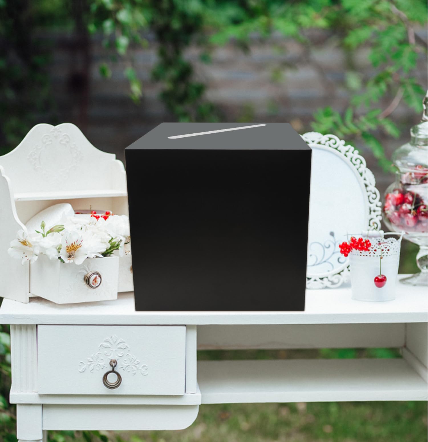 SietDESEO Black Card Box Diy Gift Card Box Money Card Box Holder for Wedding Reception Baby Shower Bridal Shower Birthday Party Supplies Black Wedding Card Box