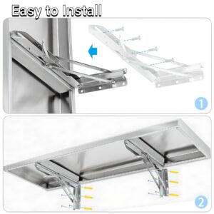 Toriexon Folding Concession Shelf 48" x 12”, Drop Down Concession Serving Window, Stainless Steel Shelf Serving Food Shelf for Windows