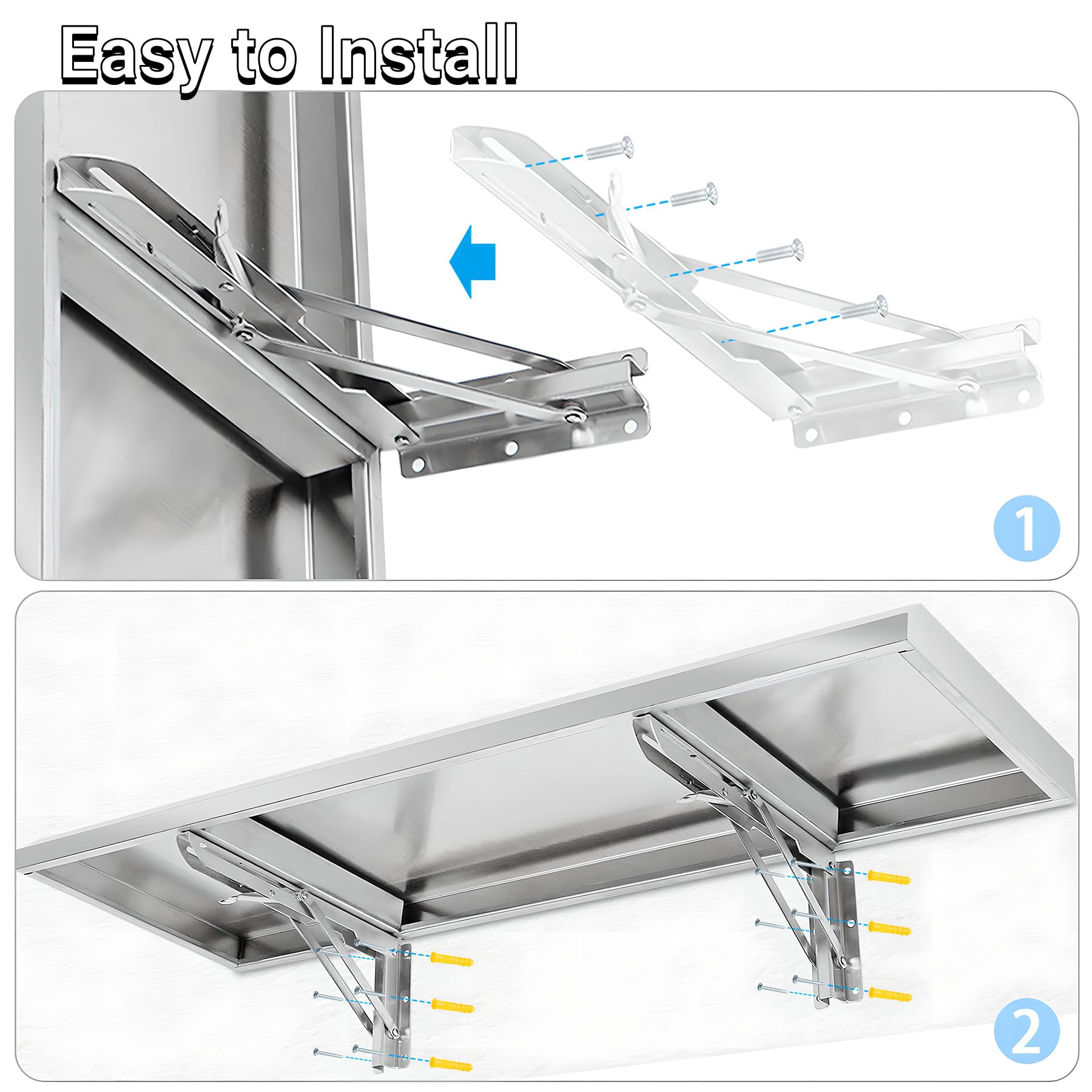 Toriexon Folding Concession Shelf 48" x 12”, Drop Down Concession Serving Window, Stainless Steel Shelf Serving Food Shelf for Windows