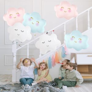 6PCS Cloud Balloons Foil Mylar Smile Cloud Balloons for Baby Shower and Birthday Party Decorations Supplies