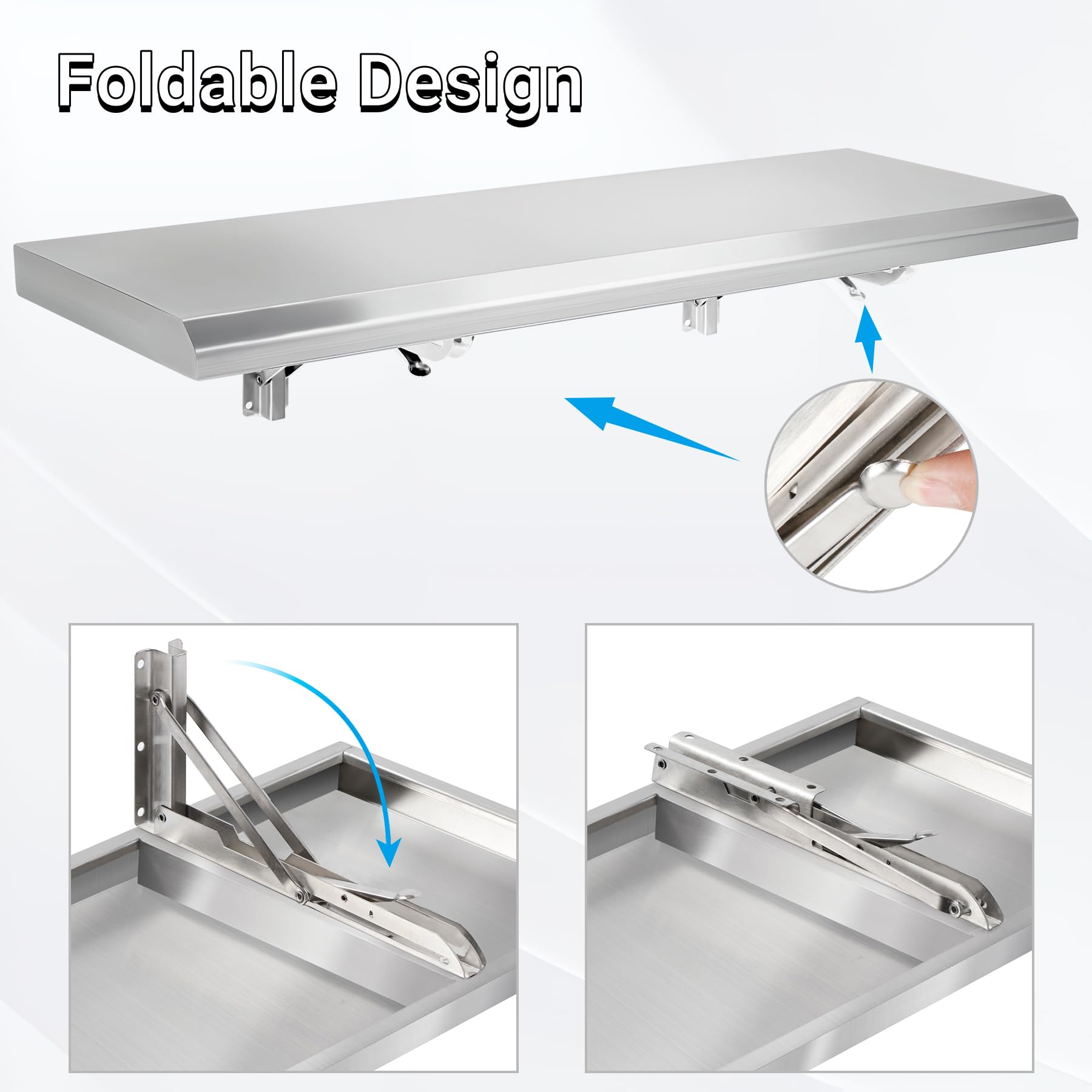 Toriexon Folding Concession Shelf 48" x 12”, Drop Down Concession Serving Window, Stainless Steel Shelf Serving Food Shelf for Windows