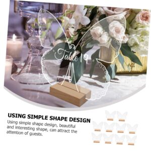 PLAFOPE 10Sets Transparent Butterfly Acrylic Sign Blanks with Wooden Stands Decorative Butterfly Shape Table Signs for Weddings Parties and Events Ideal for Table Decor and Place Settings