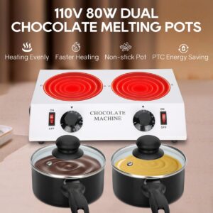 Chocolate Melting Machine Electric Heating Chocolate Tempering Machine Melting Pot Fast and Even Melting Ideal Create for Chocolate,Candy,Butter Making Warming Coffee Milk Wine (Double)