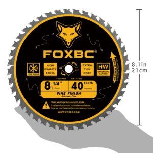 FOXBC 8-1/4 Inch Table Saw Blade 40 Tooth, Replacement for Freud Diablo D0840, DeWalt DWA181440 Finishing Circular Saw Blade, DeWalt DWE7485 Table Saw with 5/8" Arbor, Diamond Knockout