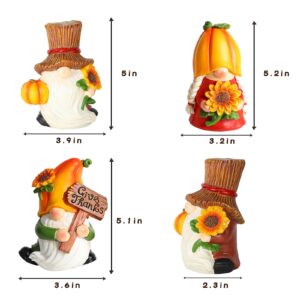 MorTime Set of 3 Thanksgiving Gnomes Table Decorations, Resin Pumpkin Gnome Centerpieces Figurines for Desk Shelf Fireplace Fall Autumn Thanksgiving Harvest Day Decor