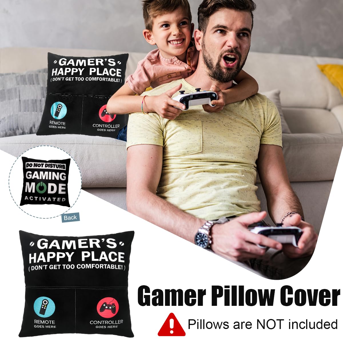 Gamer Gifts for Men Boyfriend Teenage Boy Birthday Christmas Gifts Box- Easter Basket Stuff Game Room Decor Gaming Gift for Man Him Video Game Lover (Gamer Tumbler+Pillow Cover+Socks+Stainless Sign)