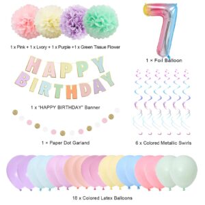 BRT Bearingshui 7th Birthday Decorations, 40 Inch Rainbow Gradient Number 7 Balloon, 7th Birthday Balloon, Happy Birthday Banner, Children’s 7th Birthday Party Supplies for Kids