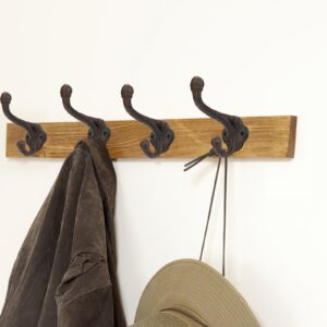 Peohud 10 Pack Cast Iron Coat Hooks, Rustic Wall Hooks, Wall Mounted Farmhouse Coat Hangers, Heavy Duty Double Hooks for Hanging Coats, Bags, Caps, Hats, Towels, Keys