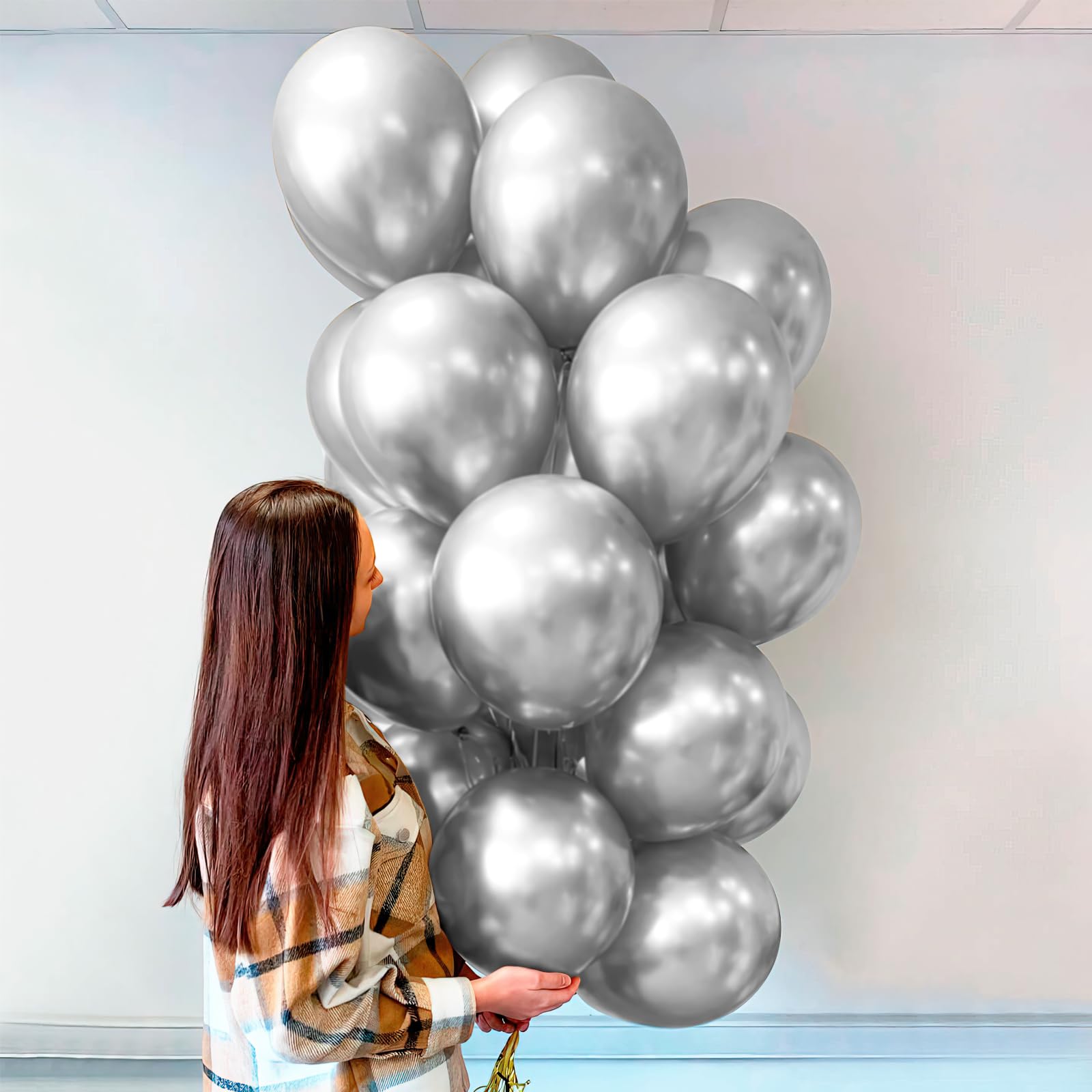 Silver Balloons, Silver Metallic Balloons, 50 PCS, Silver Balloons 5 Inch, Metallic Silver Balloons, Balloons for Arch Decoration, Balloons for Birthday Wedding Baby Shower Party Decorations