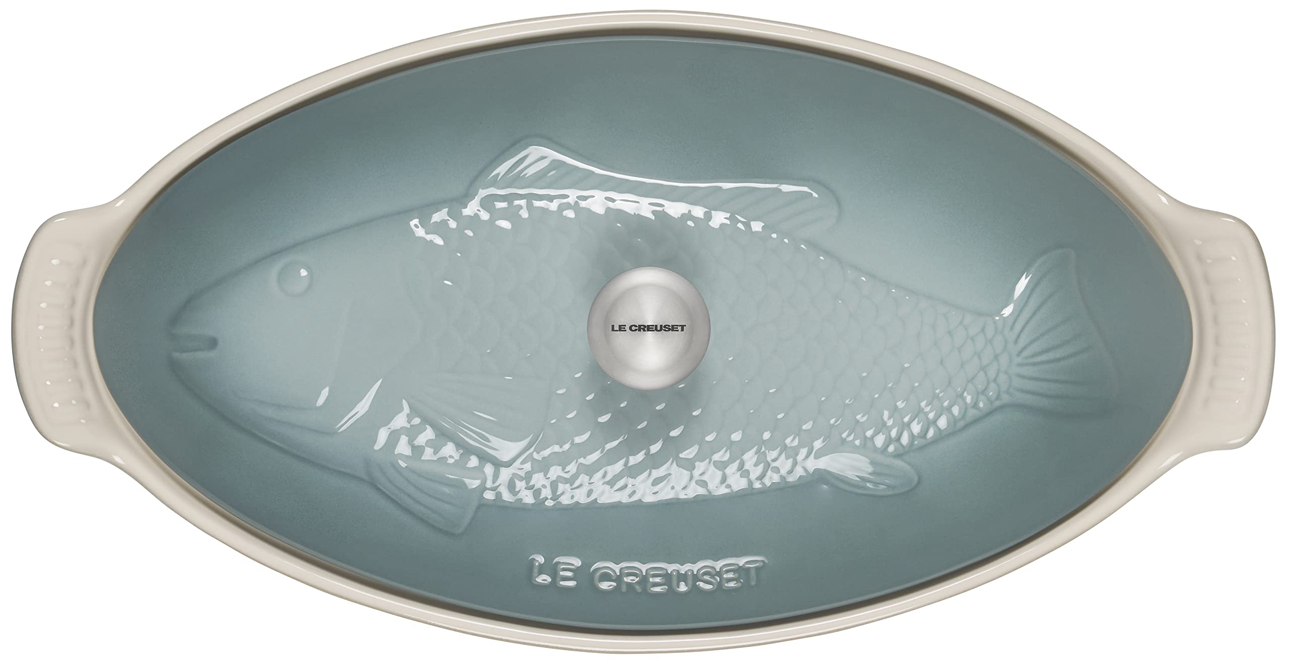 Le Creuset Heritage Stoneware Oval Fish Baker, 1.7qt., Sea Salt