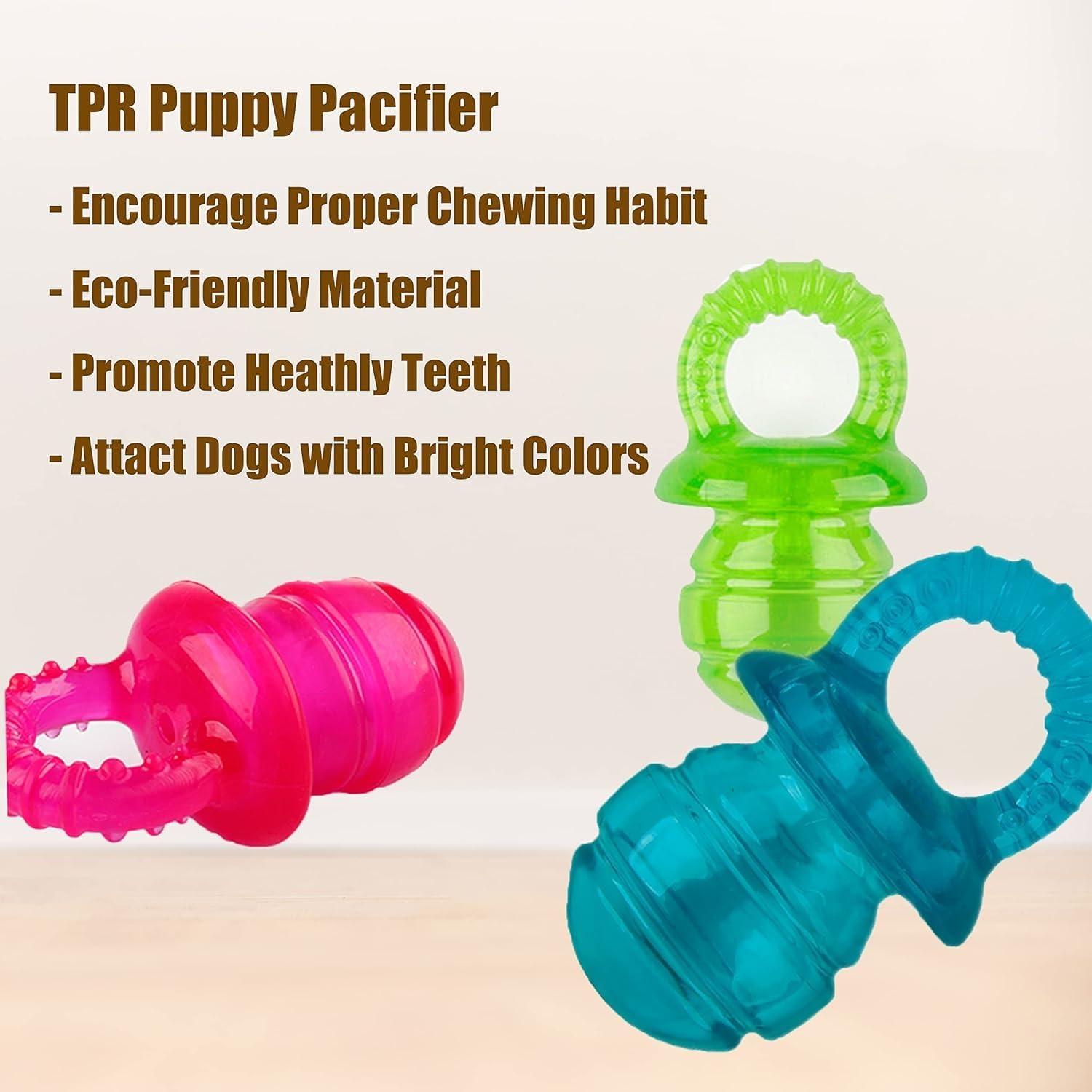 AYNEFY 5 pcs Pet Dog Chewing Toy, Dog Pacifier Chew Toys Pet Puppy Molar Chewing Training Toys Pacifier Shaped Pet Dogs Teether Teething Sounding Interactive Chew Toy (Red)