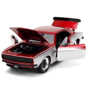 Jada 1967 Chevrolet Camaro Candy Red and Silver Metallic Bigtime Muscle Series 1/24 Diecast Model Car