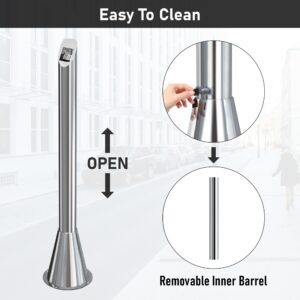 AIWFL Stainless Steel Butt Receptacle Disposal Outdoor Floor Standing Ash Bin Commercial Trash Can for Homes Offices Restaurants Bars Convenience Stores