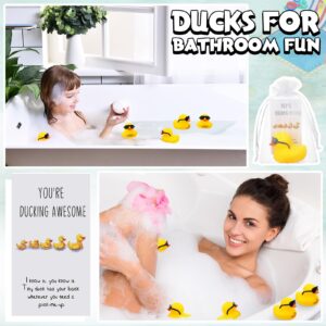 Jenaai 40 Sets Inspirational Mini Rubber Ducks Bulk Thank You Gifts You're Ducking Awesome Rubber Ducks with glasses Employee Appreciation Gift with Card and Bag for Christmas Thanksgiving(Cute Duck)