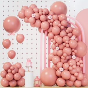 140pcs dusty pink balloons vintage dusty pink balloon garland arch kit 5/10/12/18 inch matte latex dusty pink balloons different sizes as birthday baby shower wedding bridal shower party decorations