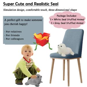 zhidiloveyou 2PCS 9" Seal Plush Stuffed Animal Cute Seal Toy Pillow Kawaii Doll Gifts for Kids