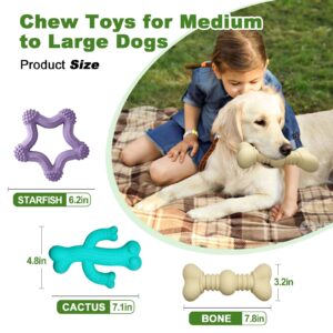 3 Pack Dog Chew Toys for Aggressive Chewers,Indestructible Dog Toys with Natural Rubber,Bamboo Fiber for Powerful Chewers for Medium,Large Breeds to Keep Pup Entertained(Large)