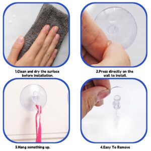 Kyuionty 30 Pack Suction Cup Hooks, Clear Plastic Suction Cups Wall Hooks Transparent Reusable Suction Cups Sucker Pads Hooks for Glass Window Wall Bathroom Shower Kitchen (30mm)